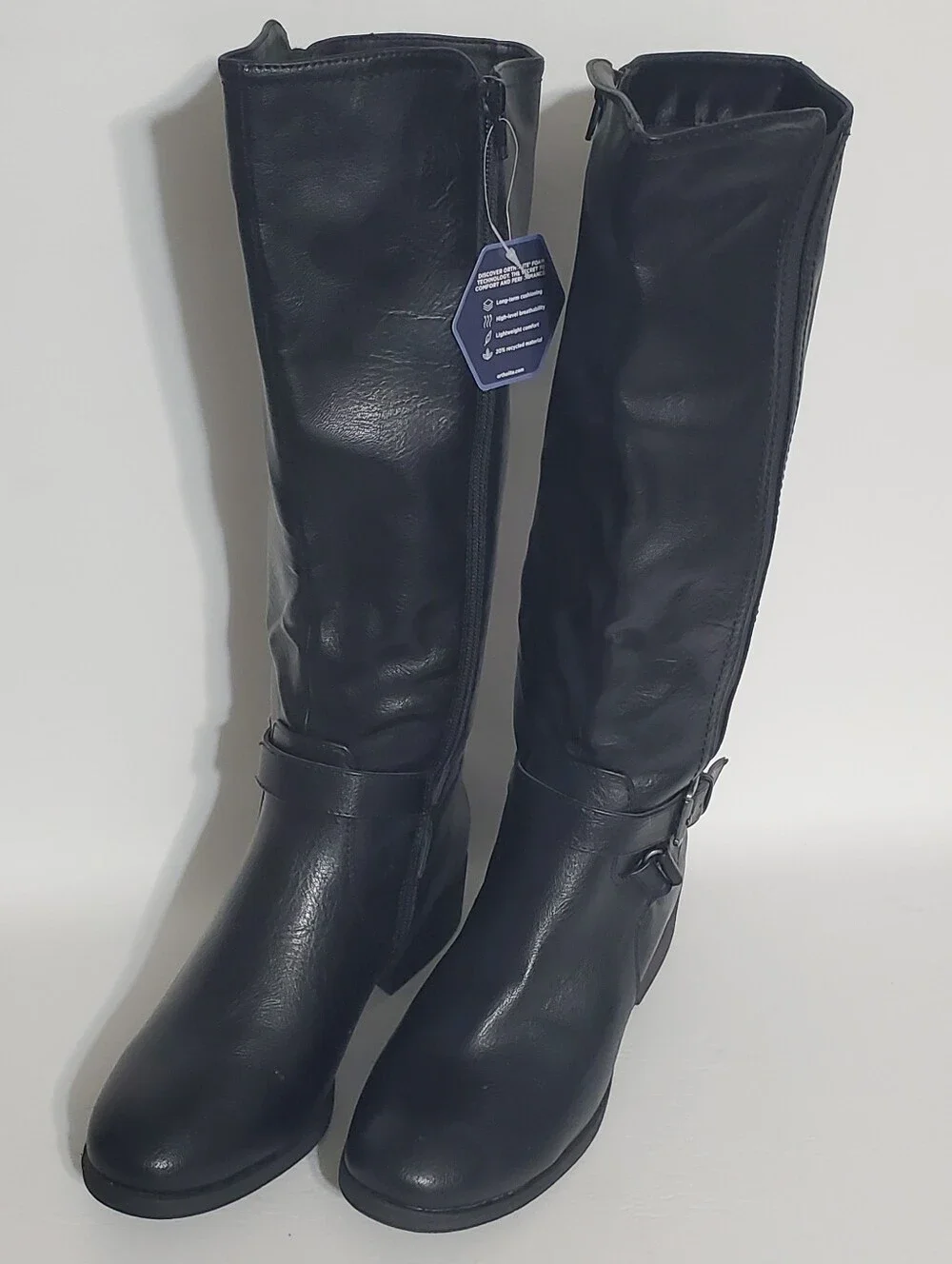 NWT Croft & Barrow Black Faux Leather Riding Boots Women's Size 8